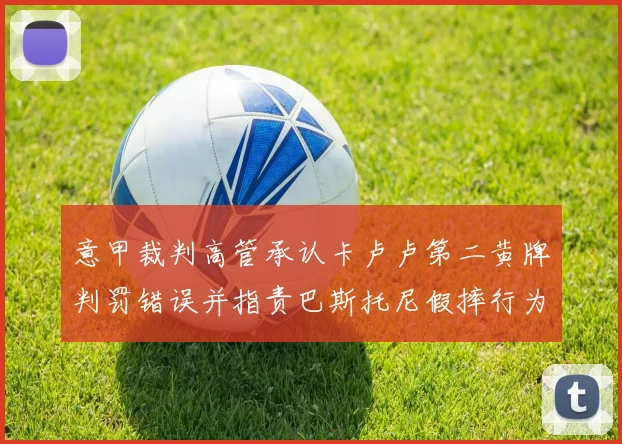 意甲裁判高管承认卡卢卢第二黄牌判罚错误并指责巴斯托尼假摔行为